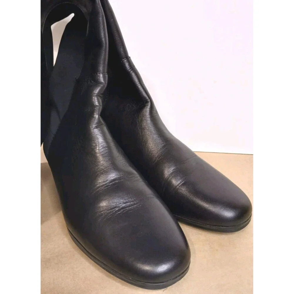 Vince Camuto Sz 6.5 Karita Over the Knee Black Leather/Stretch Riding Boots EUC
